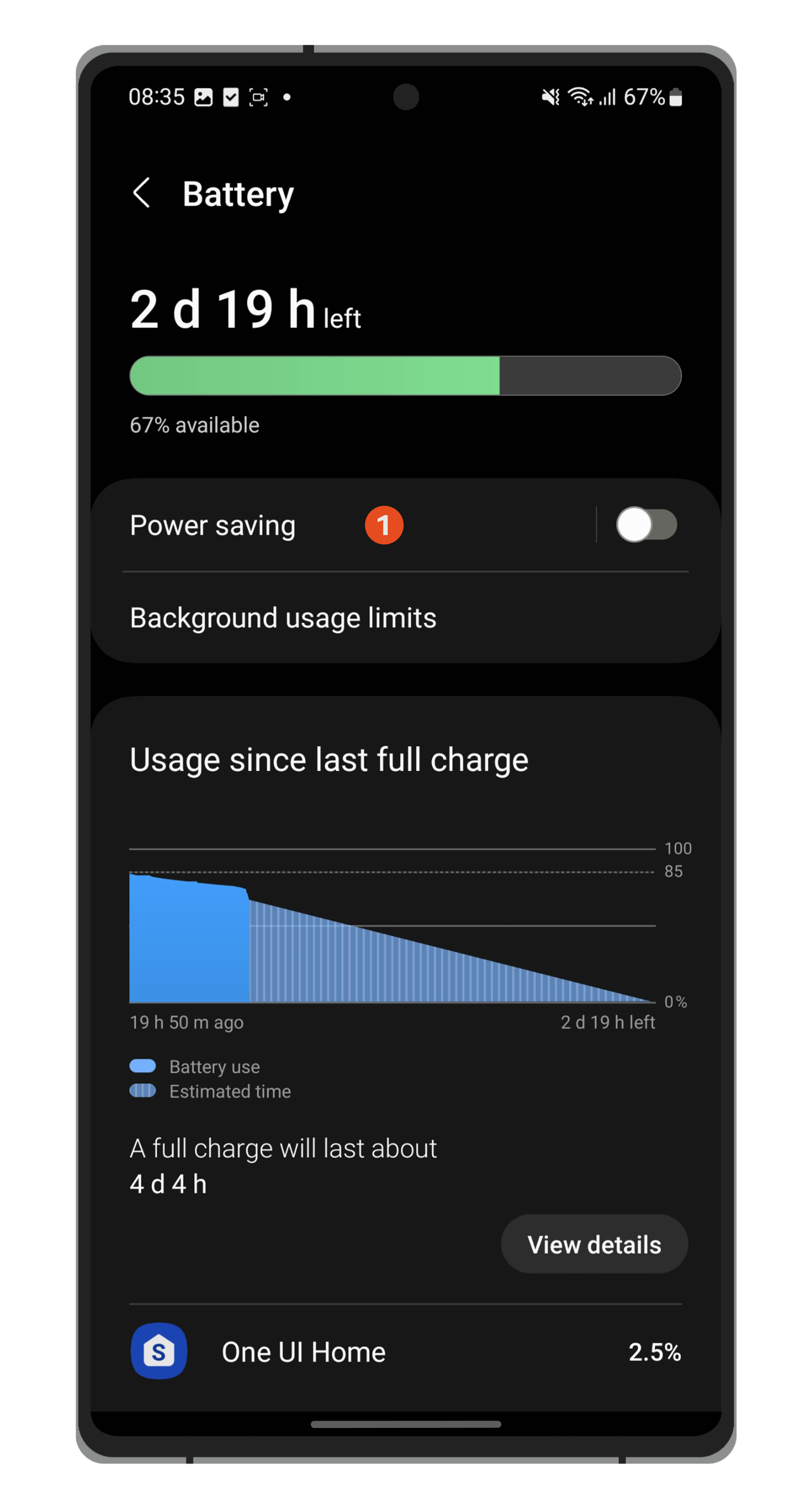 Android battery settings screenshot