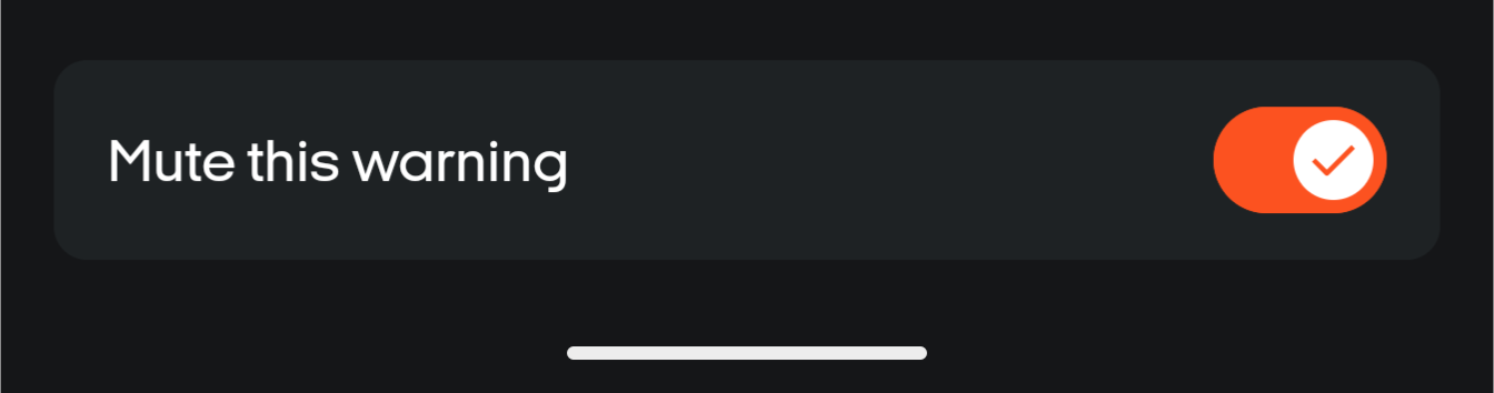 Mute this warning toggle in the OOONO app