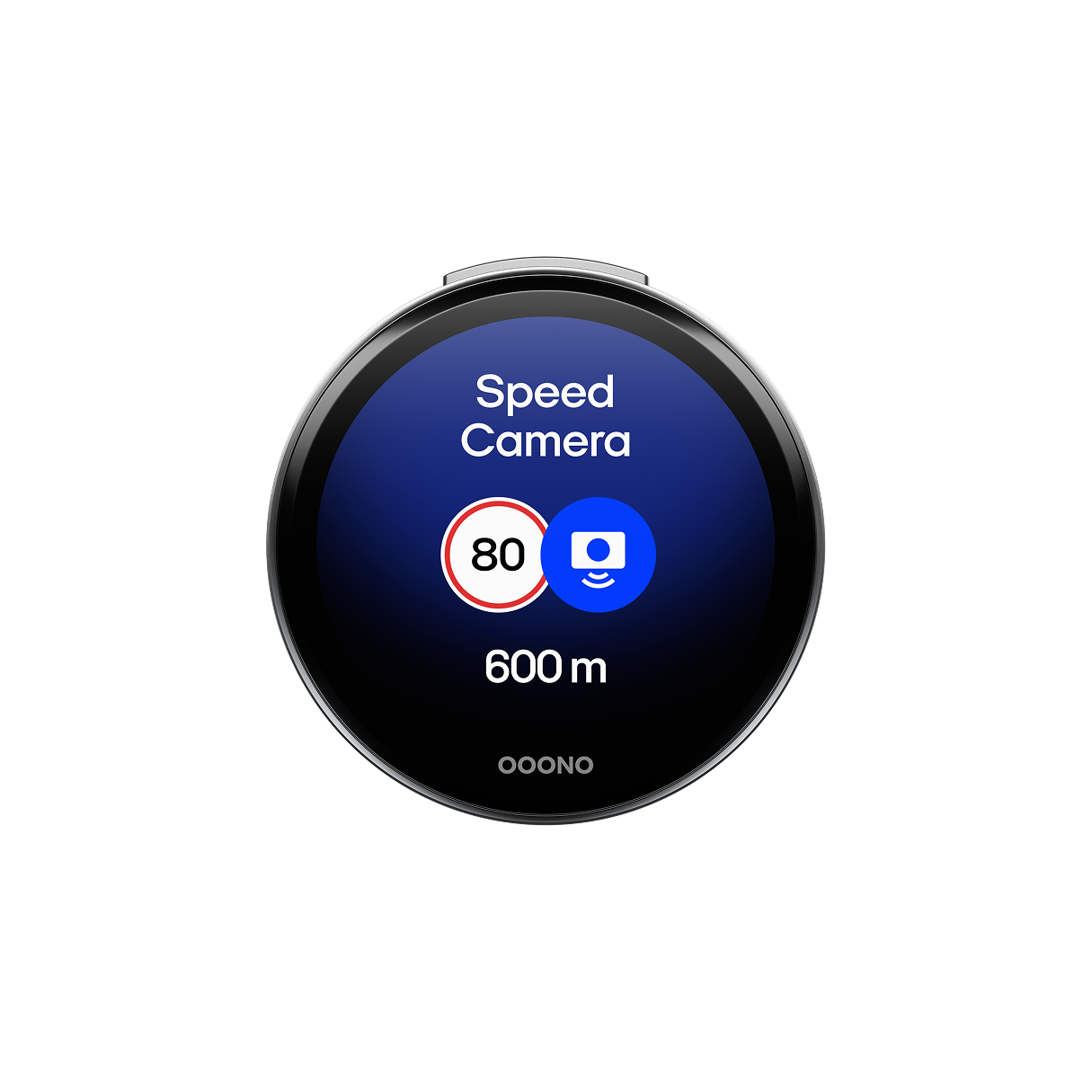 CO-DRIVER NO3 display showing a speed camera warning 600 m ahead