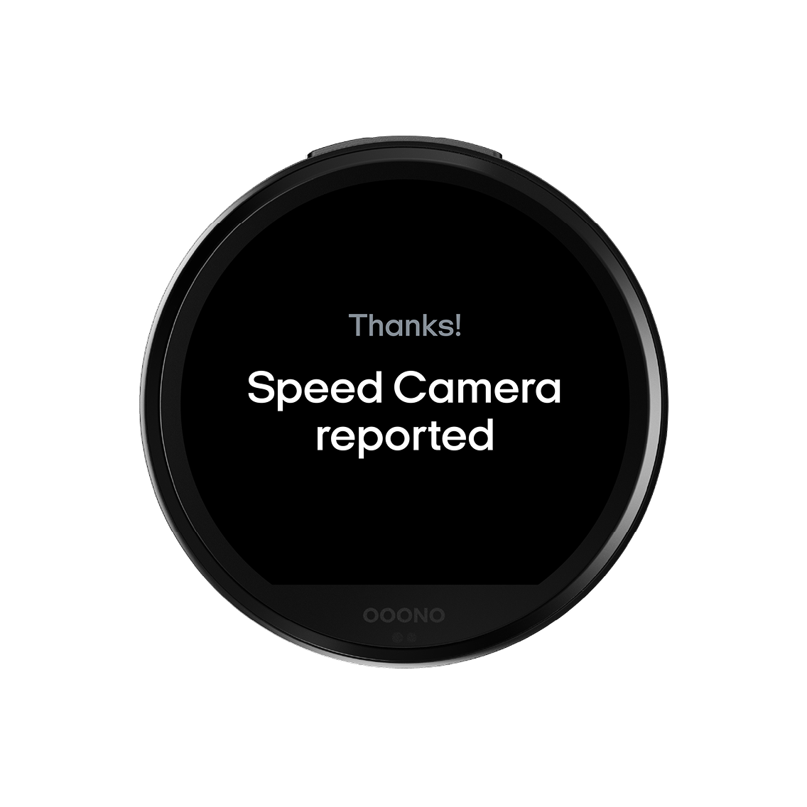 CO-DRIVER NO3 display showing Thanks! Speed Camera reported