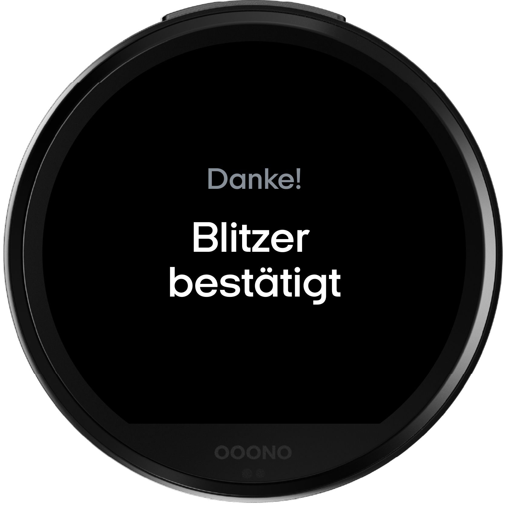 Display des CO-DRIVER NO3 mit Danke! Blitzer bestätigt