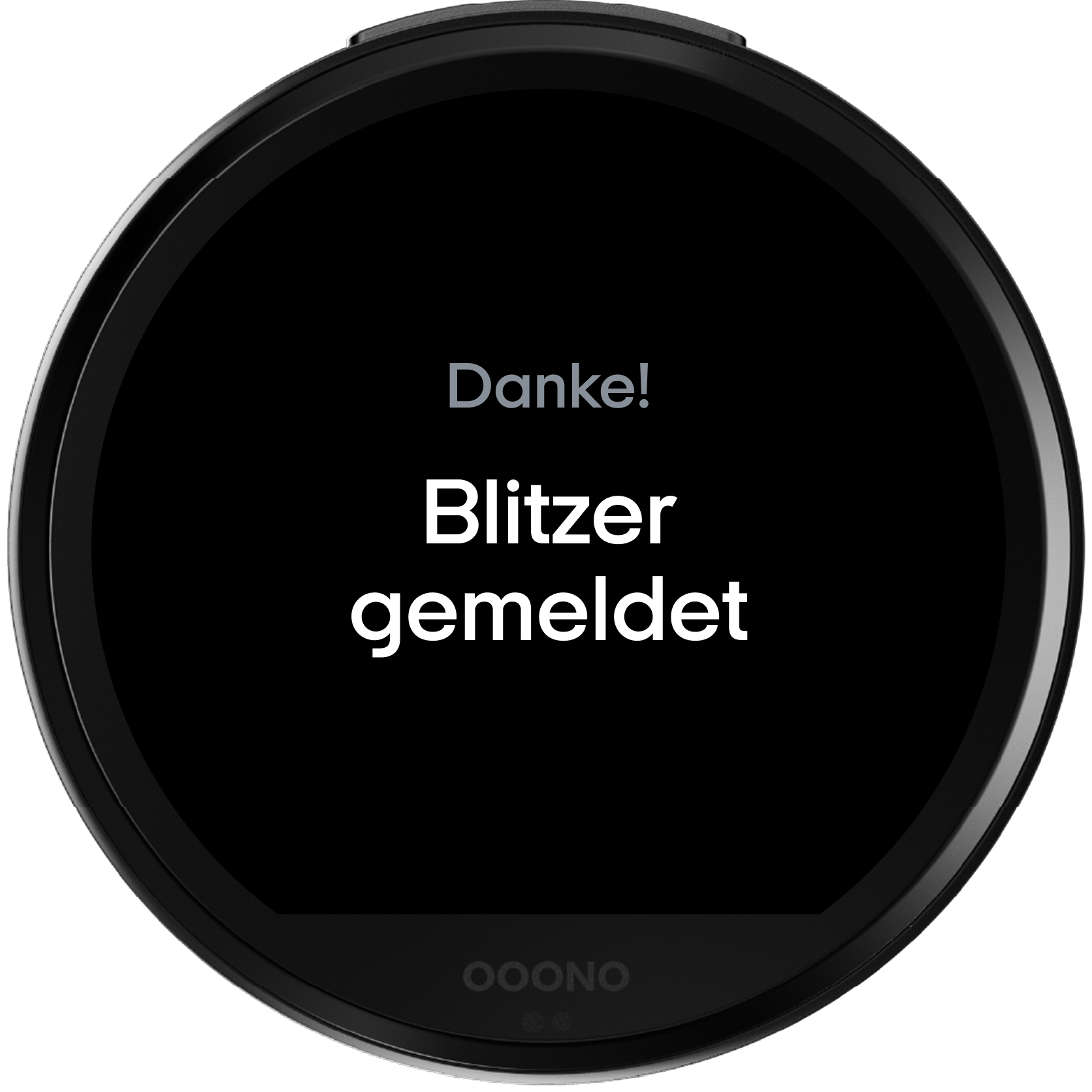 Display des CO-DRIVER NO3 mit Danke! Blitzer gemeldet