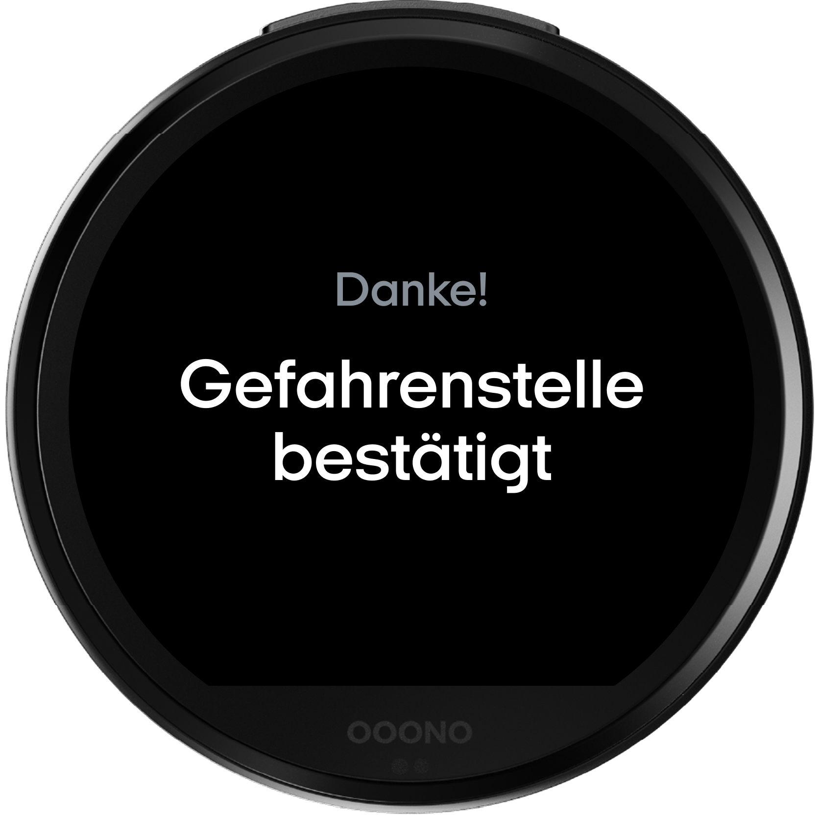 Display des CO-DRIVER NO3 mit Danke! Gefahrenstelle bestätigt